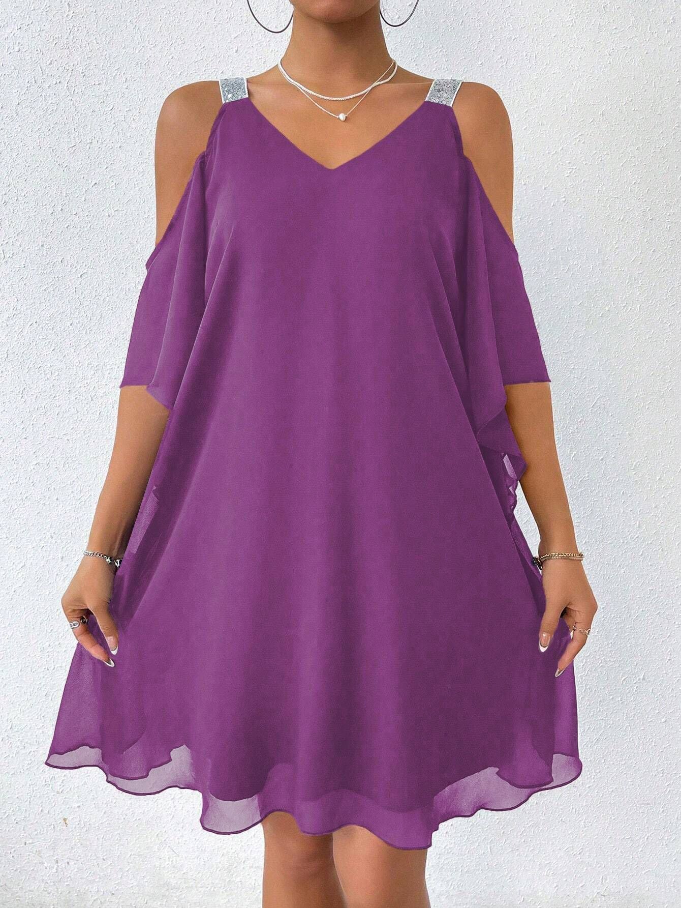 Women's Summer Chiffon Solid Color Elegant Dress