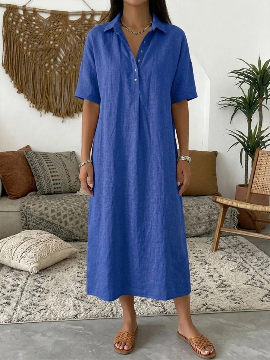 Women's Casual Comfortable Collar Linen Sleeve Shorts