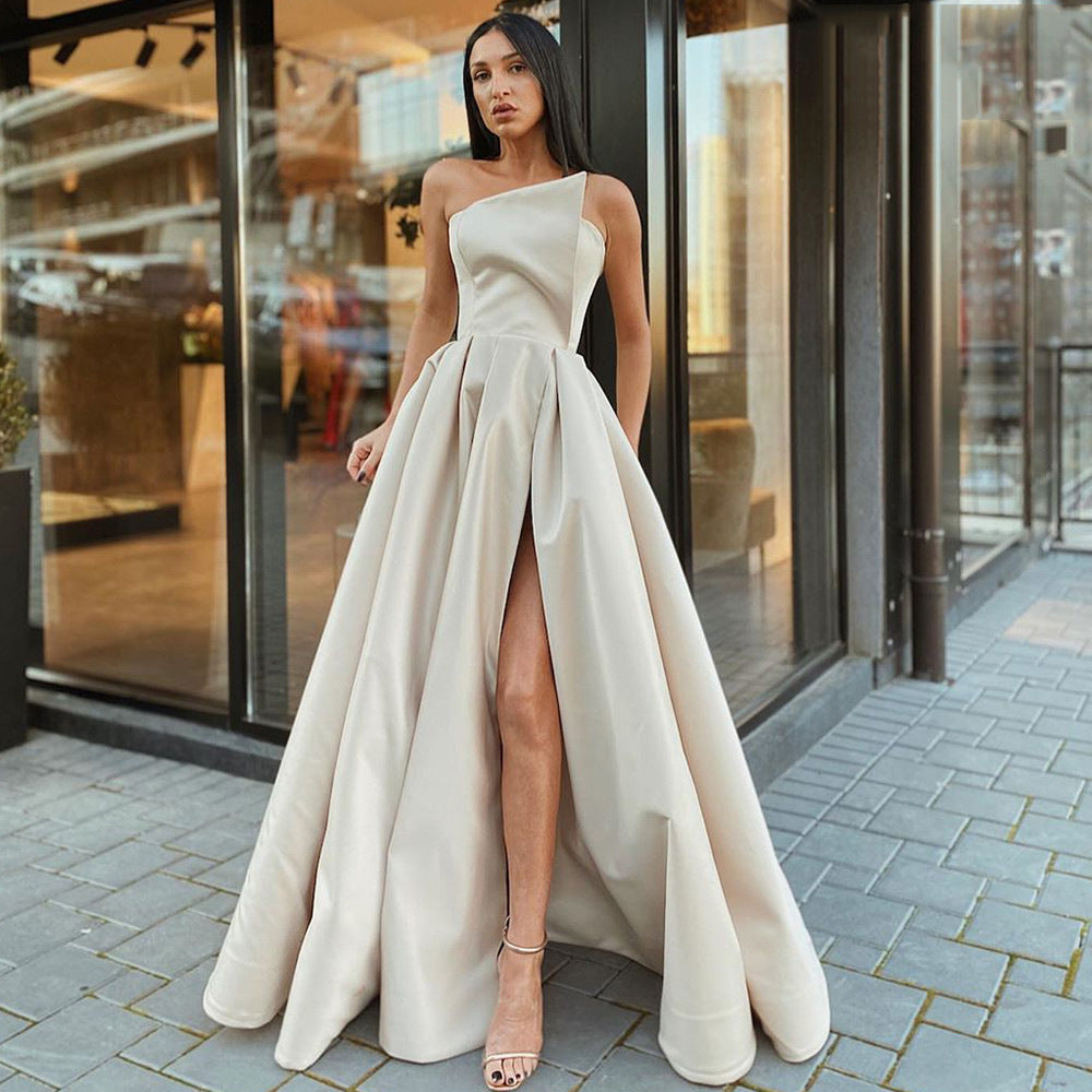Women's Shoulder Tube Sexy Split Expansion Dress Dresses