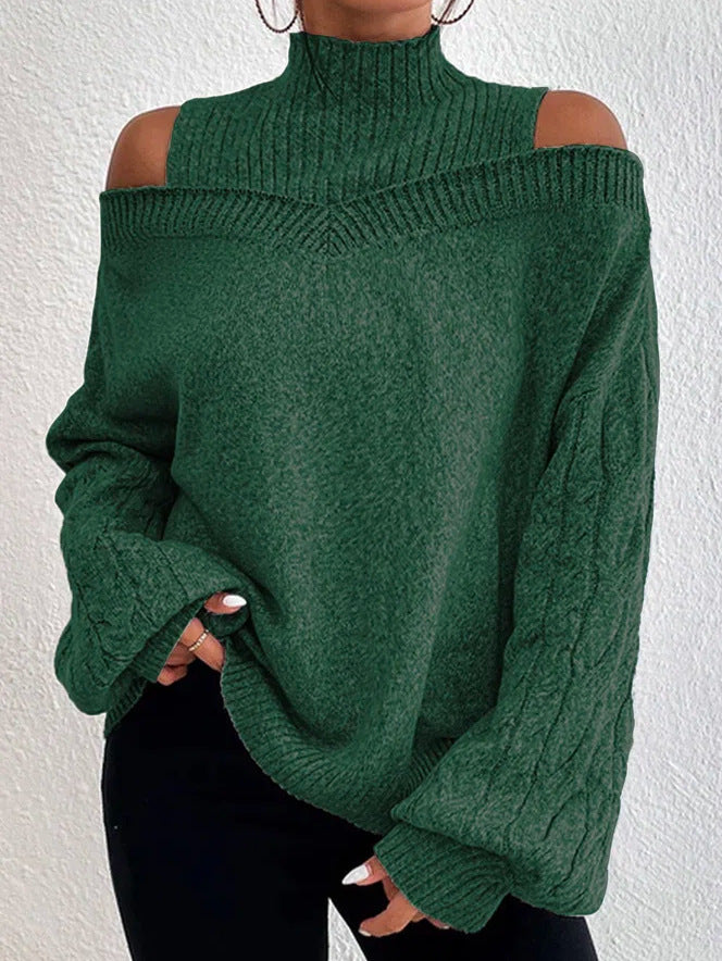 Casual Women's Mock Neck Loose Large Sweater