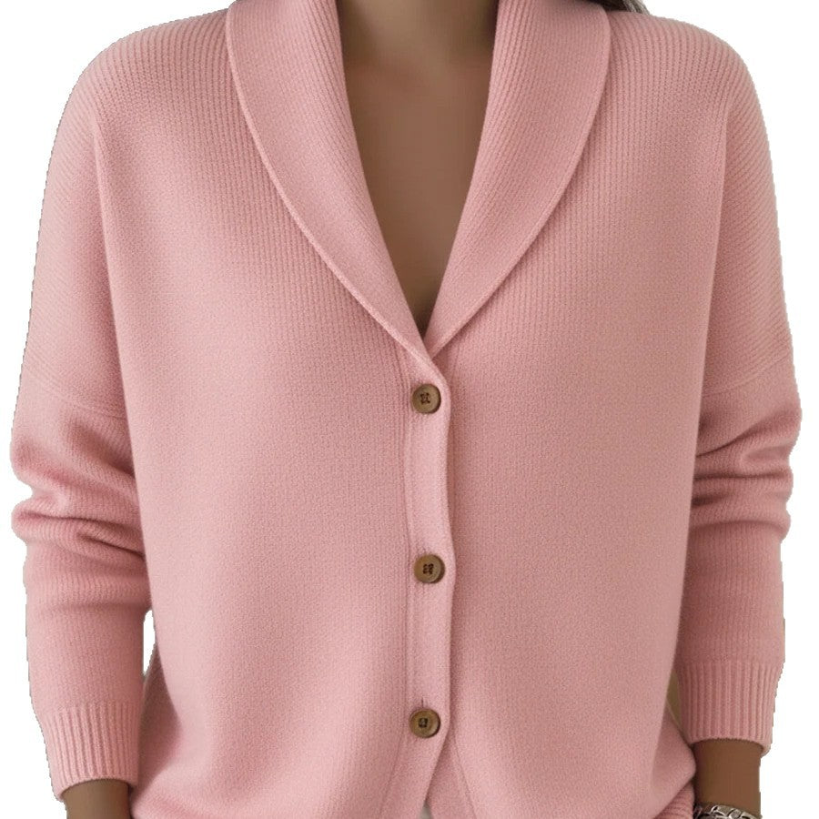 Women's Lazy Style Lapel Button Solid Color Long Cardigans