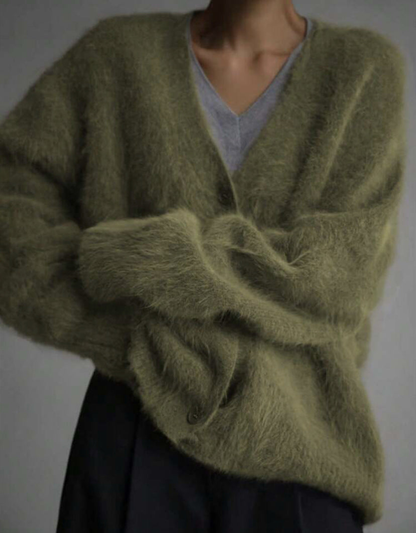 Women's Imitation Marten Idle Style Loose Soft Cardigans