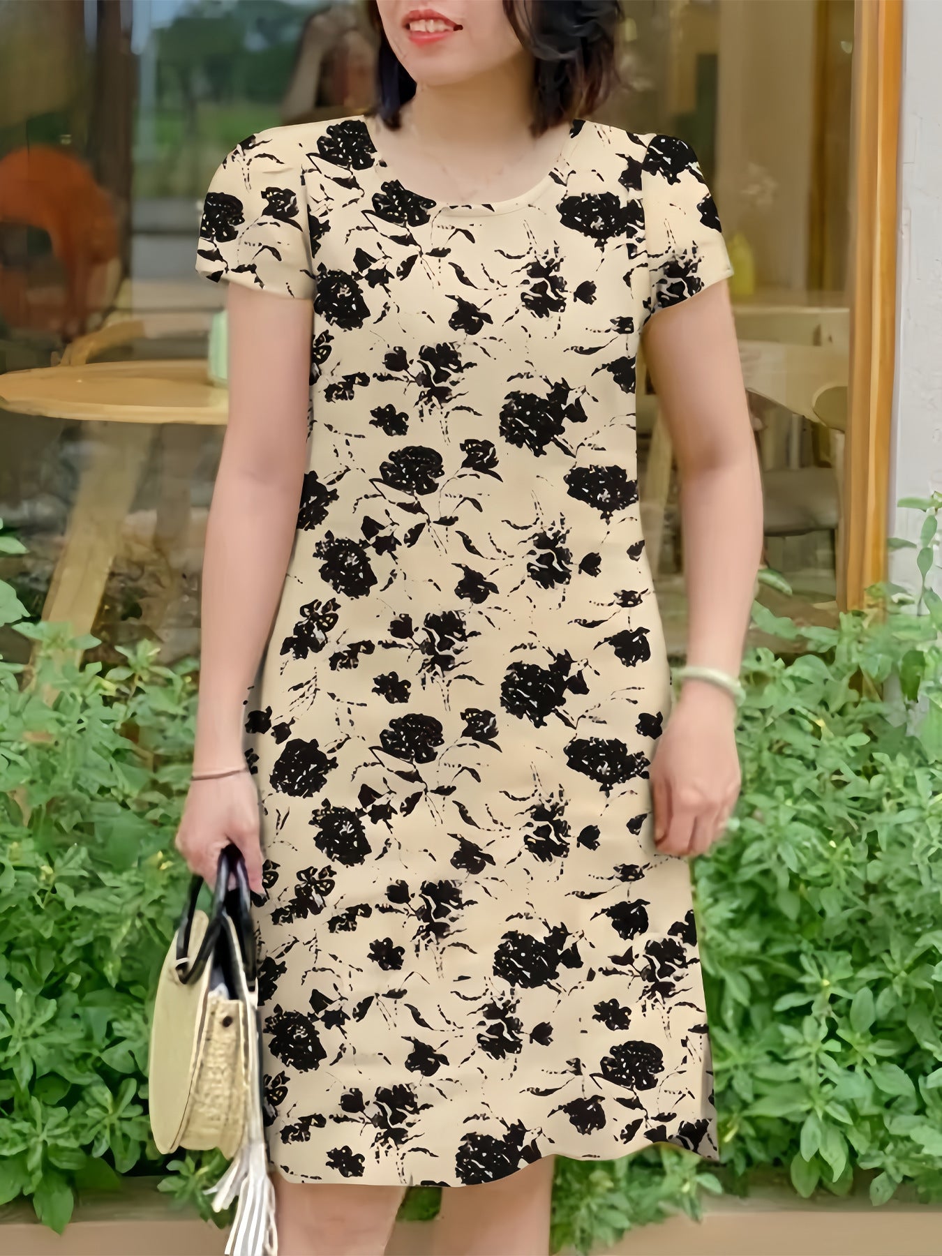 Women's Floral Summer High-grade Short-sleeved Split Dress
