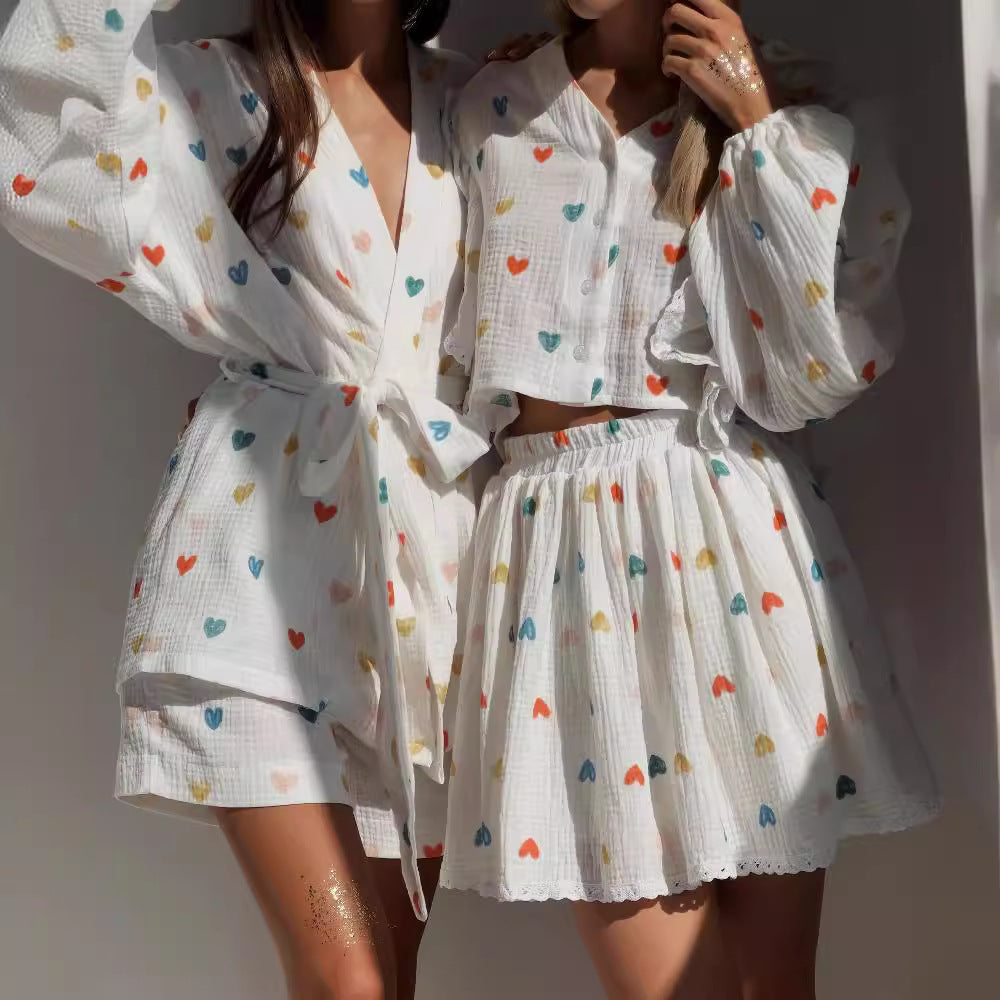 Fashion Cotton Linen Style Ruffled Strawberry Suits