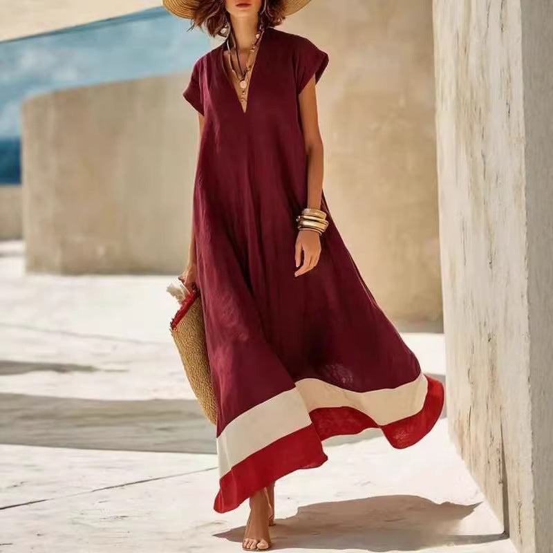 Elegant Comfort Casual Vacation Style Cotton Dress