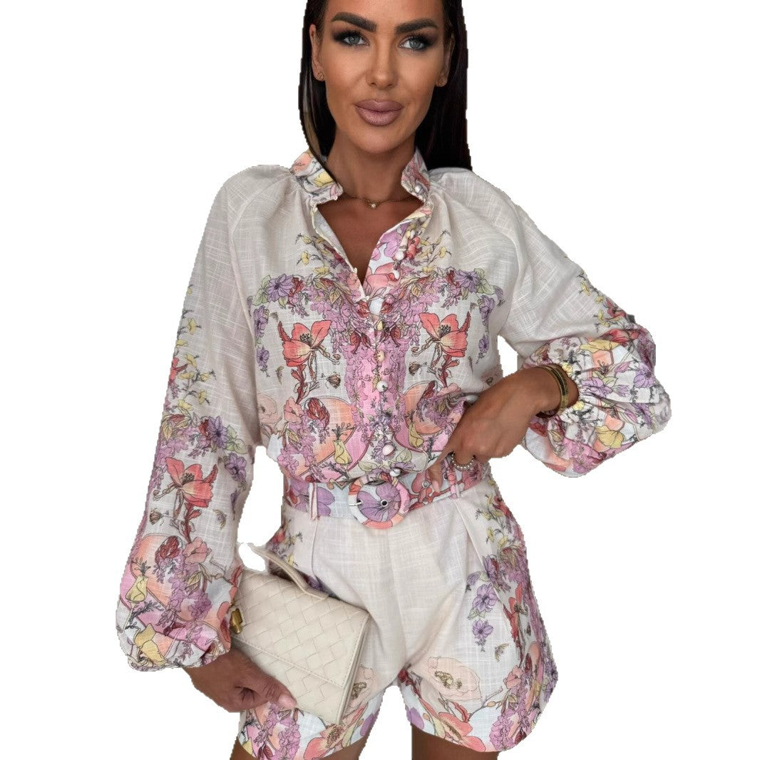 Waist Fashion Shirt Linen Leisure Elegant Suits