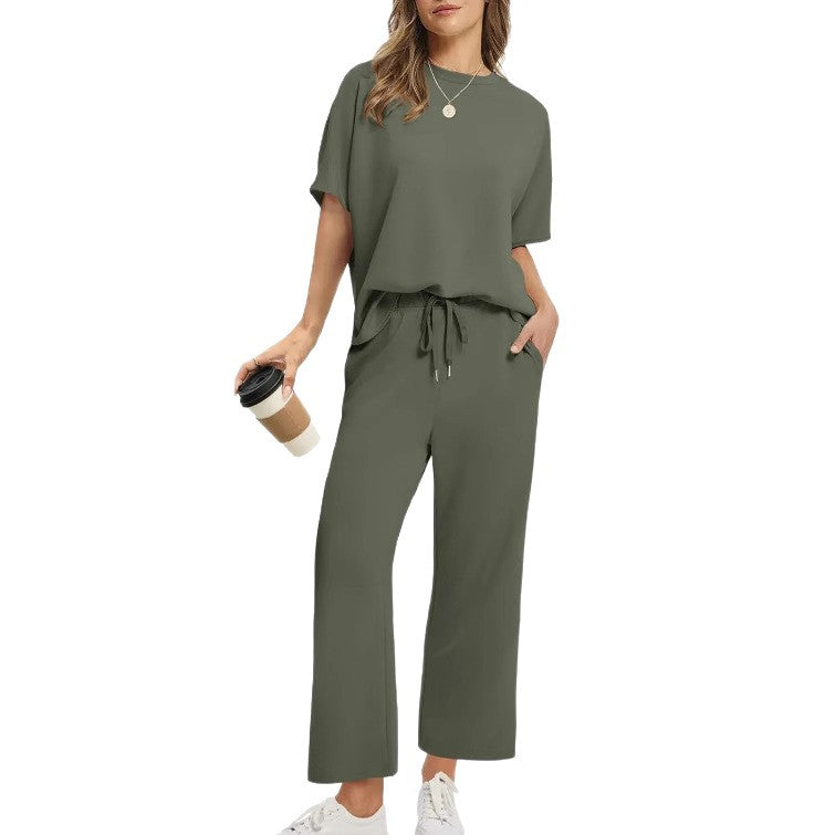 Pretty Popular Women's Short-sleeved Cropped Summer Fashion Casual Suit