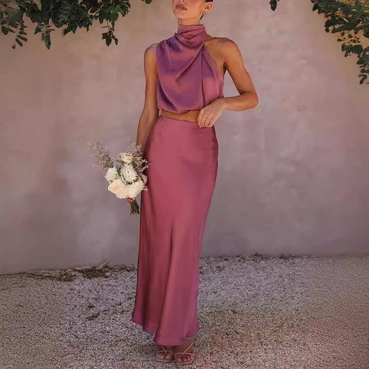 Stylish Satin Slim Fit Casual Two-piece Suits