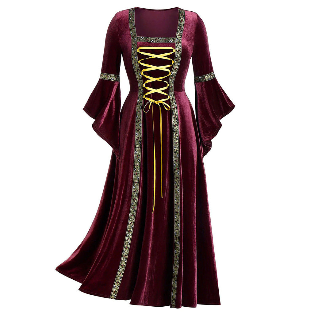 Women's Gothic Punk Long Sleeve Tied Dress Dresses