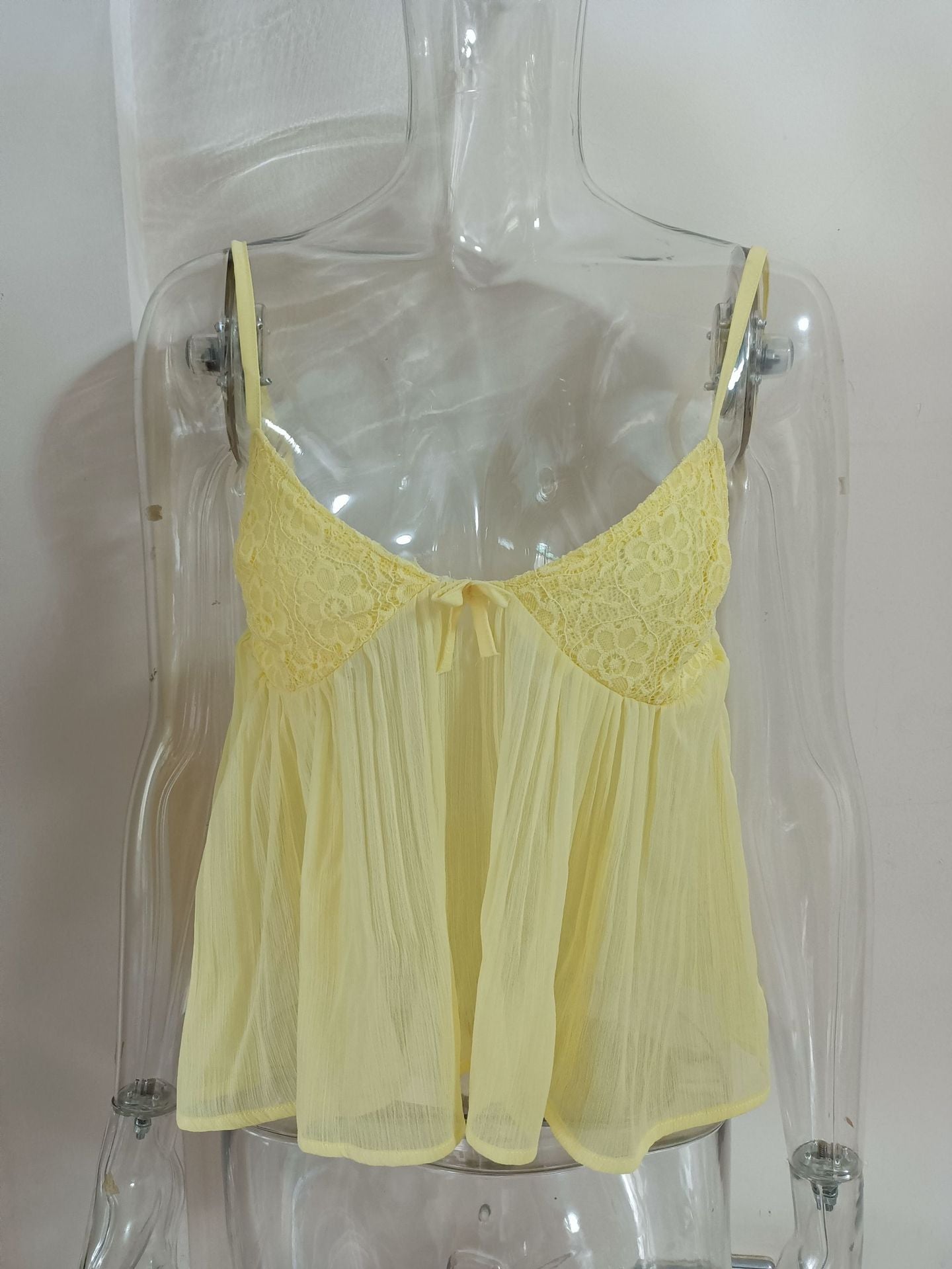 Women's Pleated Summer Thin Sweet Sexy Lace Tops