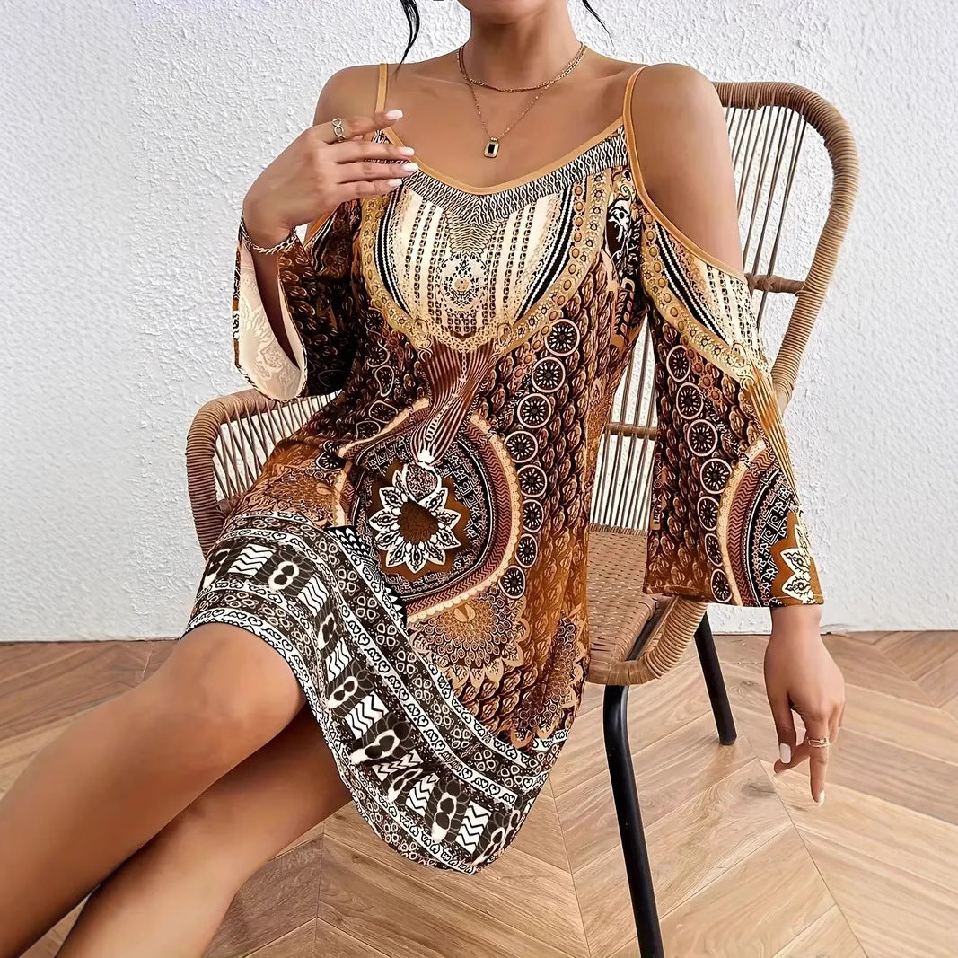 Summer Vacation Retro Half Sleeve Floral Dress