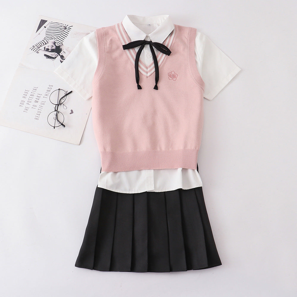 Women's Pink Korean Drama Preppy Style Autumn Women's Sweater