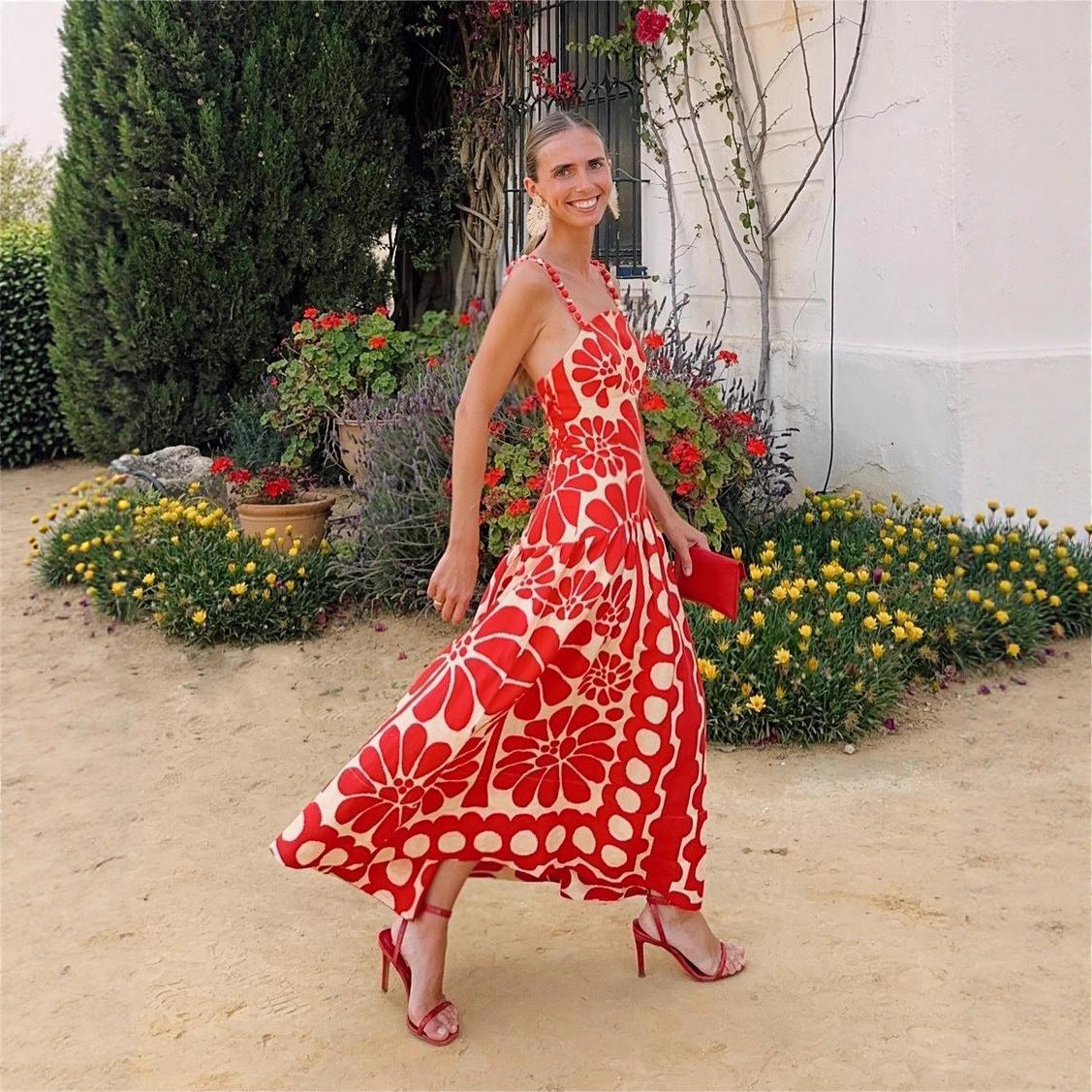Summer Vacation Spaghetti Straps Printed Dress Dresses