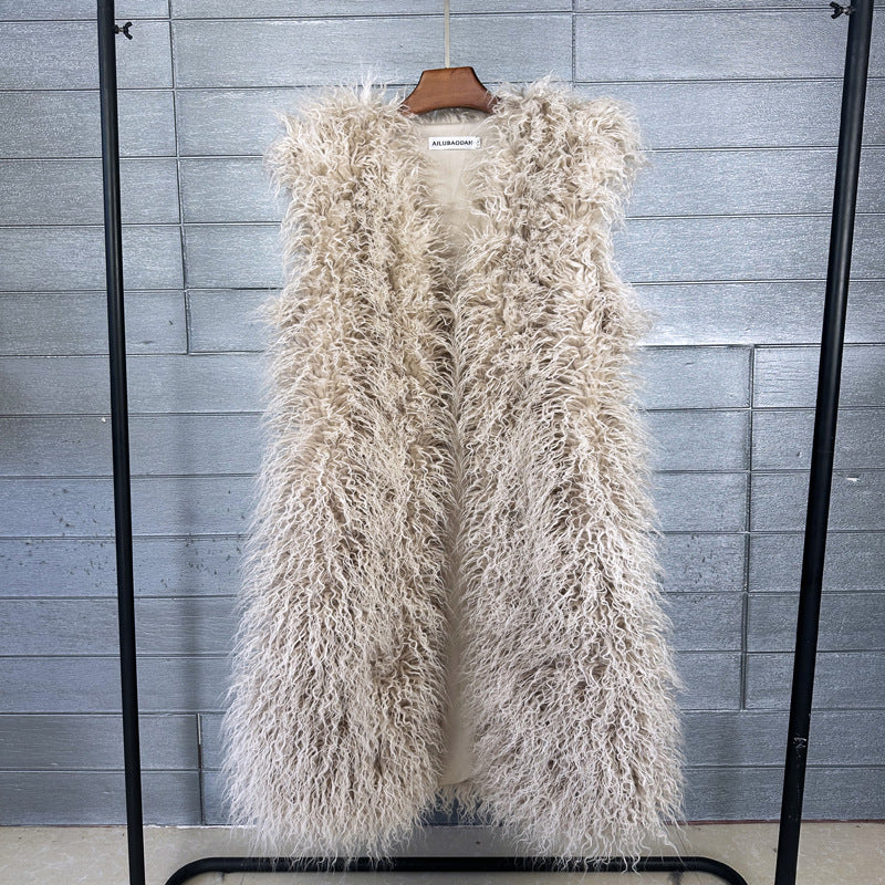 Women's Winter Lengthened Imitated Tibet Sheep Fur Coats