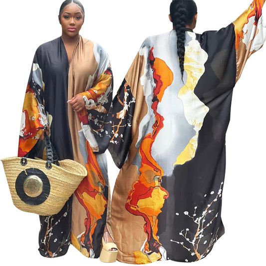Women's Autumn Print Loose Casual Kimono Long Clothing