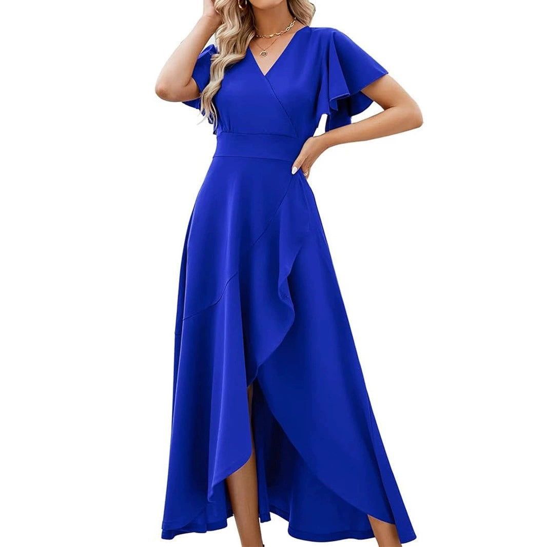Innovative Women's Ruffle Sleeve Elegant Polyester Dress