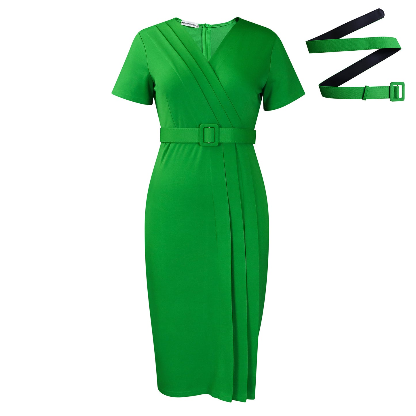 Women's Summer Sleeve Tight Waist Solid Color Ol Pencil Dresses
