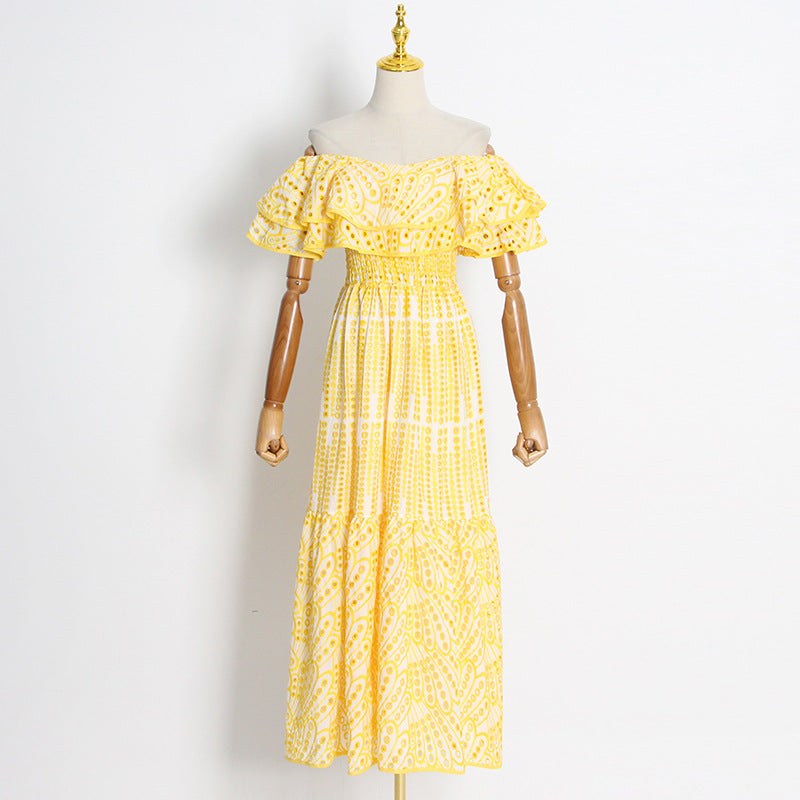 Women's Style Long Dress Spring Lotus Leaf Dresses