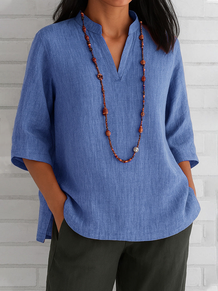 Women's Summer Sleeves Cotton Linen Loose Casual Blouses