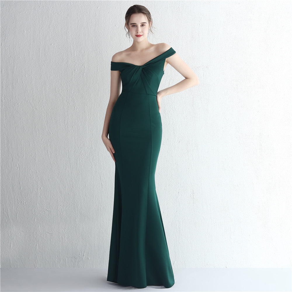 Satin Long Dinner Party Slimming Fishtail Car Evening Dresses