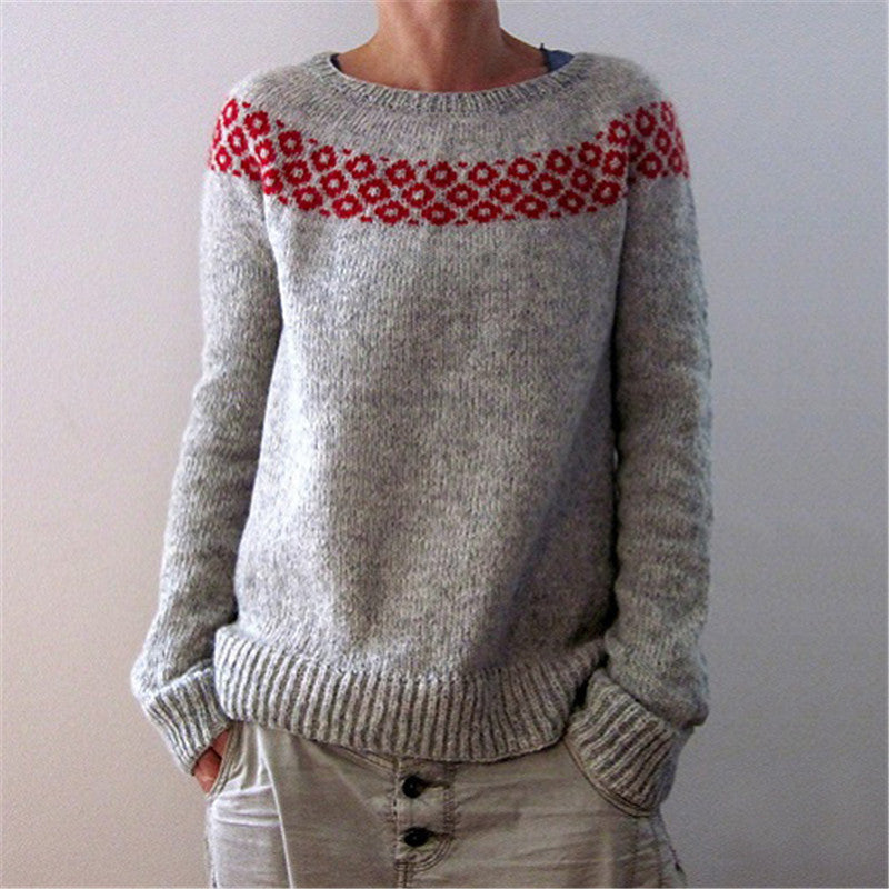 Women's Round Neck Multicolor Loose Fashion Pullover Sweater