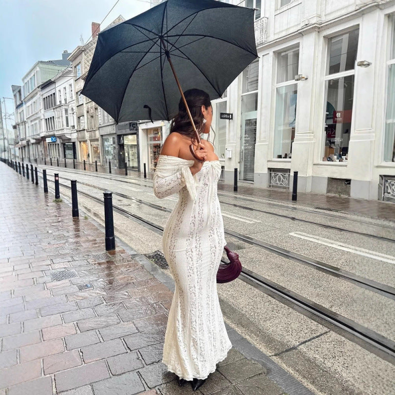 Women's Fashion Elegant Sexy Tube Lace Dress Tops