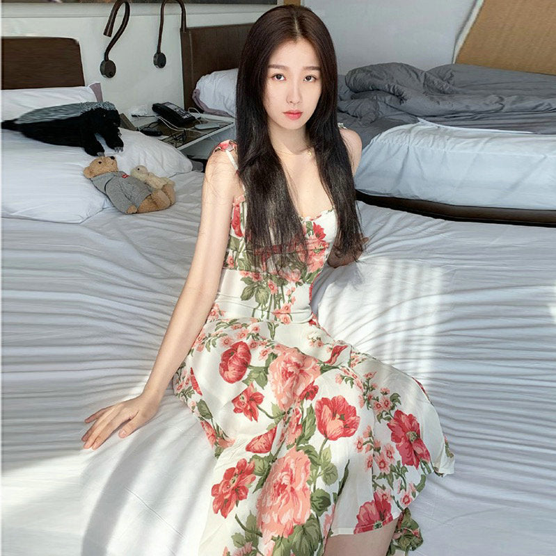 Rayon Printed Sling Mid-length Yu Dress Dresses