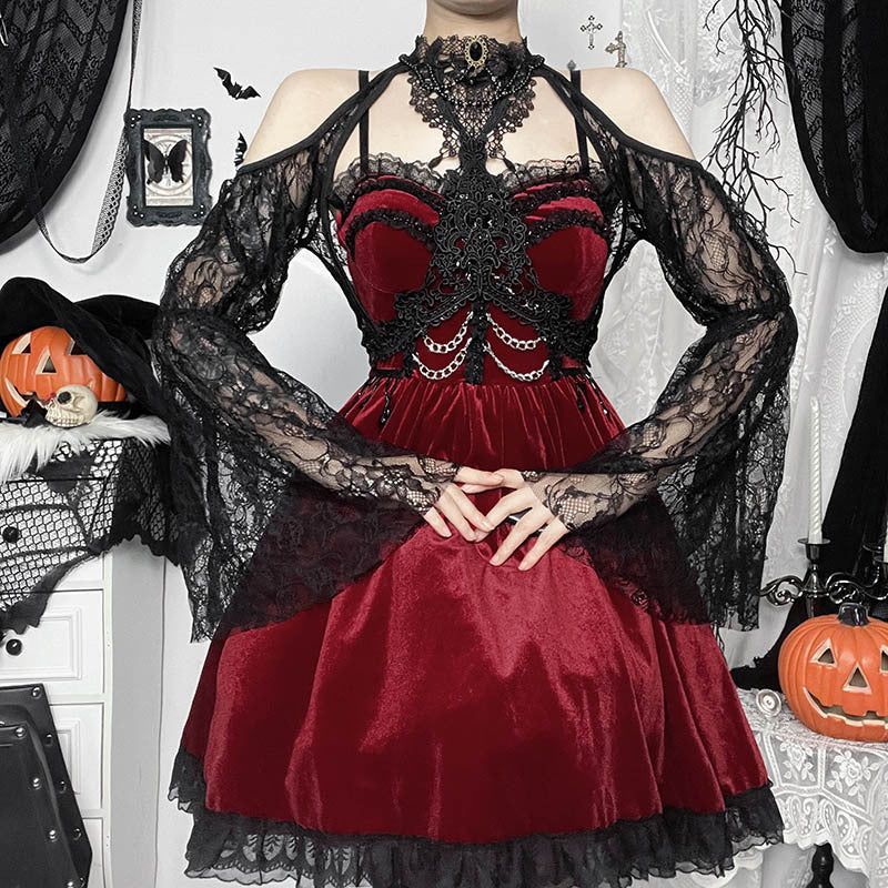 Women's Style Sexy Chain Lace A- Line Dresses
