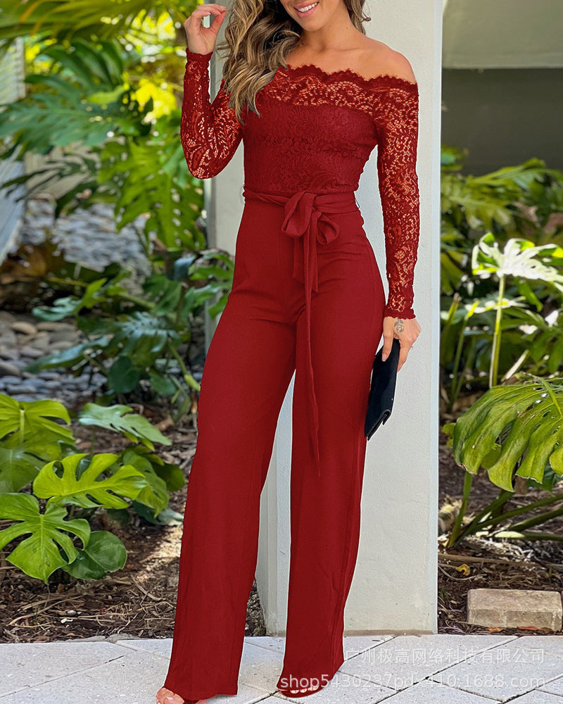 Women's Commuter Black Eyelash Lace Long Sleeve Dresses