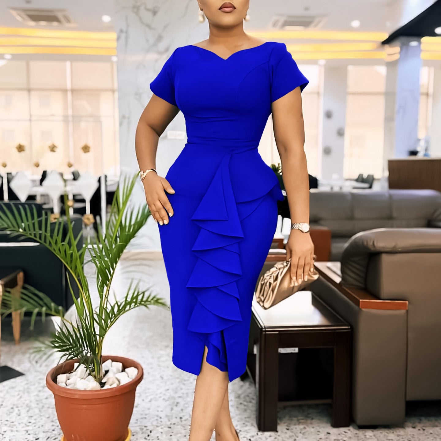 Women's Fashion Elegant Flounced Ol African Dress