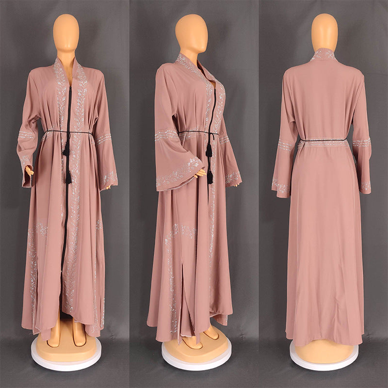 Women's Muslim Robe Arabic Gown Flared Long Dresses