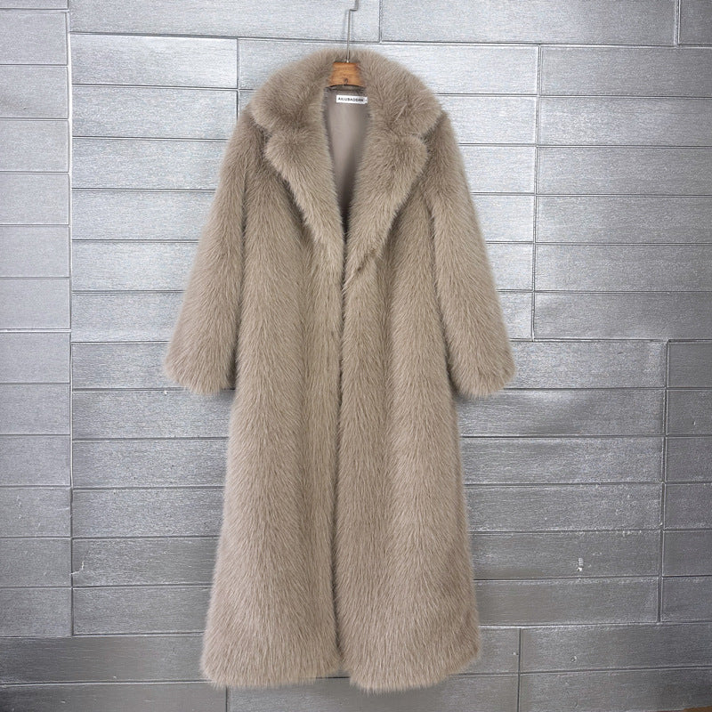 Women's Imitation Plush Furry Fur Extended Collar Coats