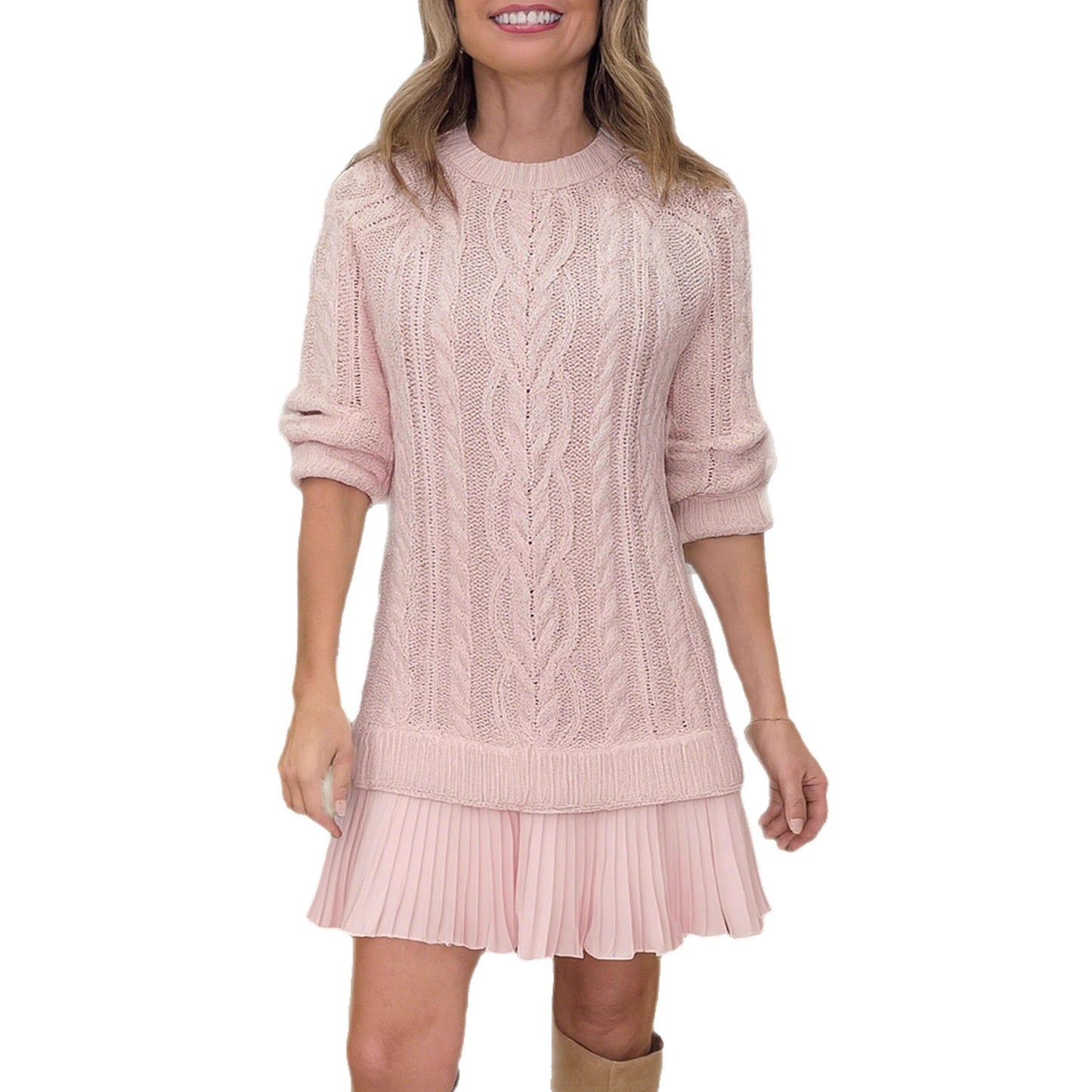 Women's Woolen Solid Color Stitching Casual Sweaters