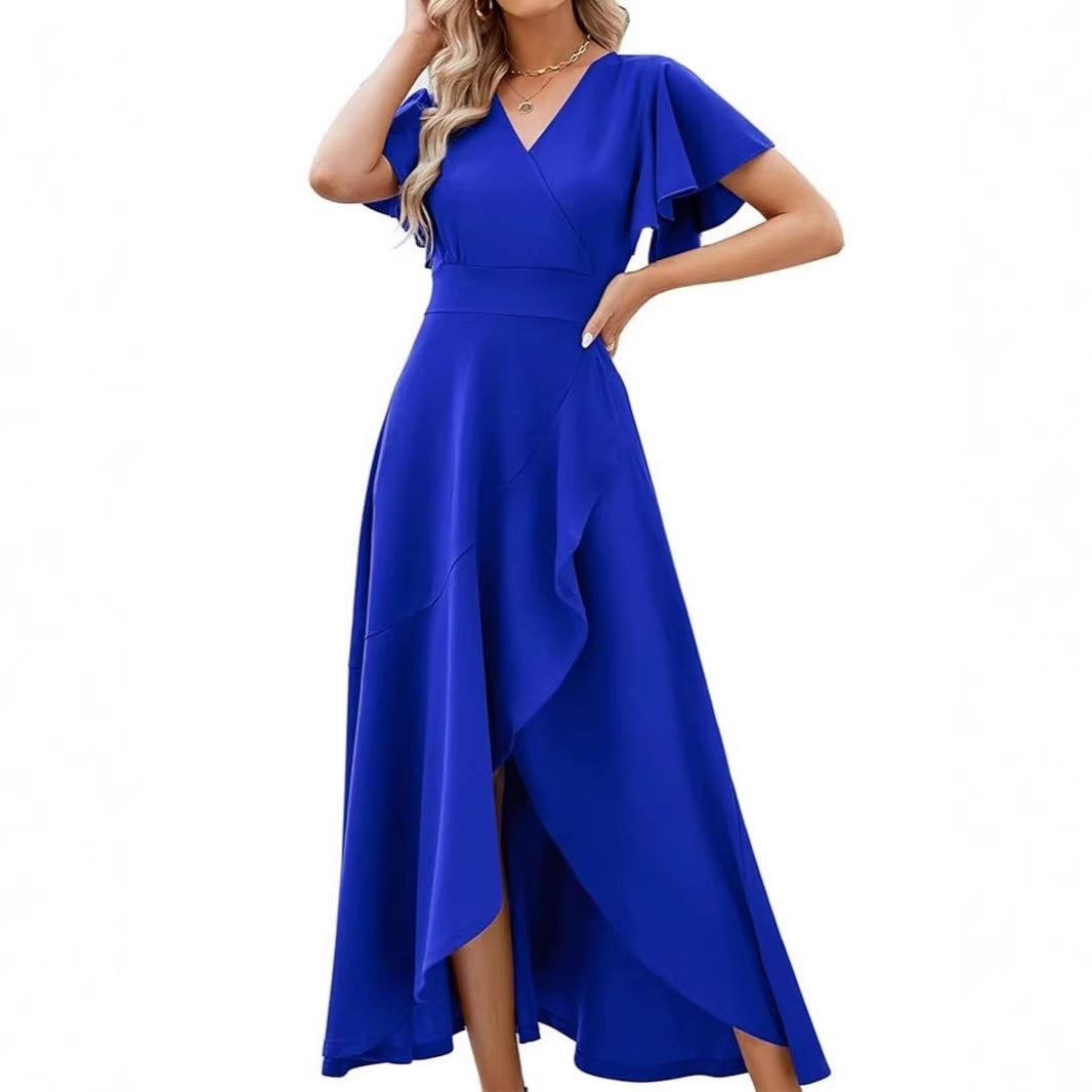 Innovative Women's Ruffle Sleeve Elegant Polyester Dress