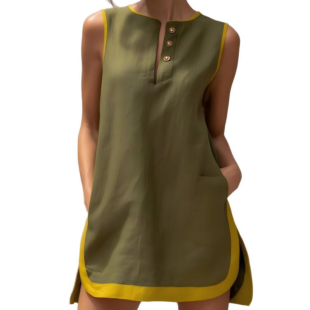 Summer Stitching Sleeveless Casual Loose Vacation Dress