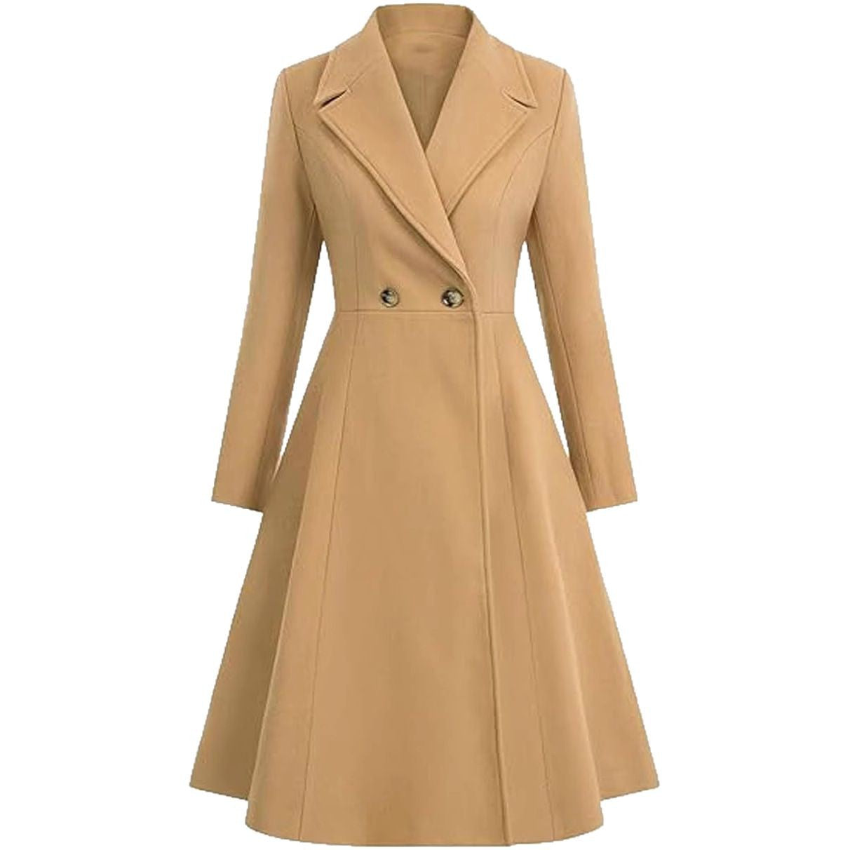 Women's Winter Gap Lapel Double Breasted Button-shaped Pleating Coats