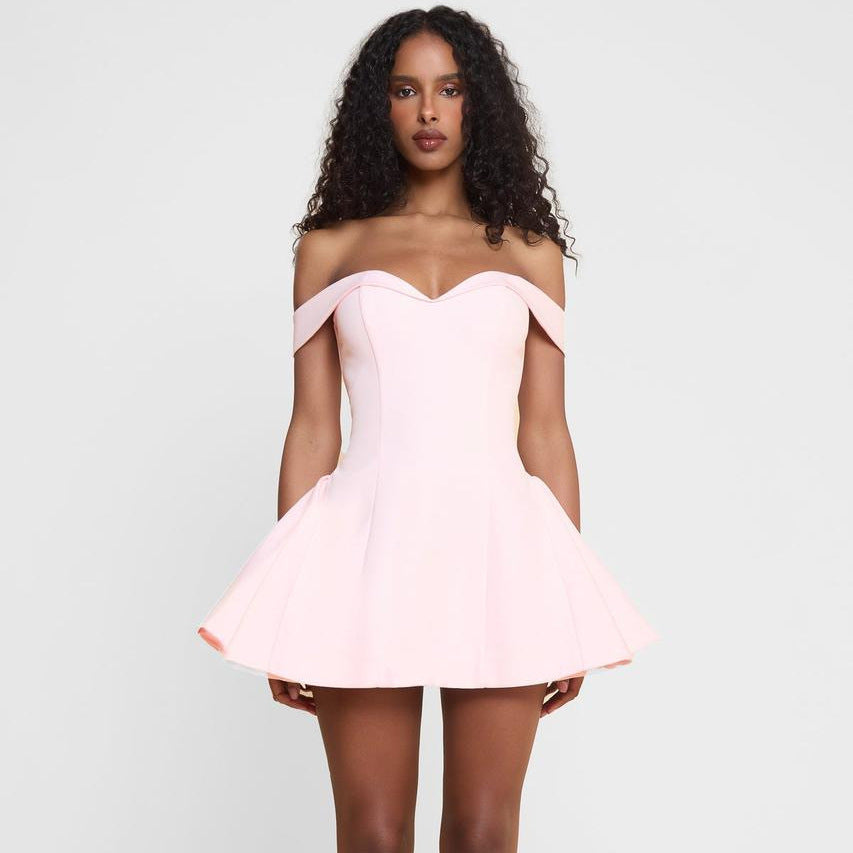 Women's Spring Color Collision Design Sexy Bandeau Dress