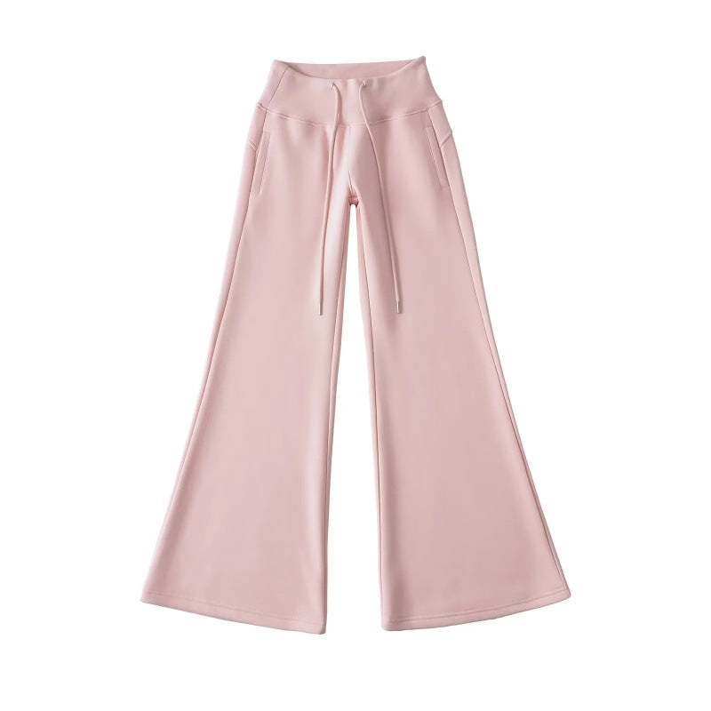 Women's Fleece-lined Thick Flared Casual Mopping Waist Pants