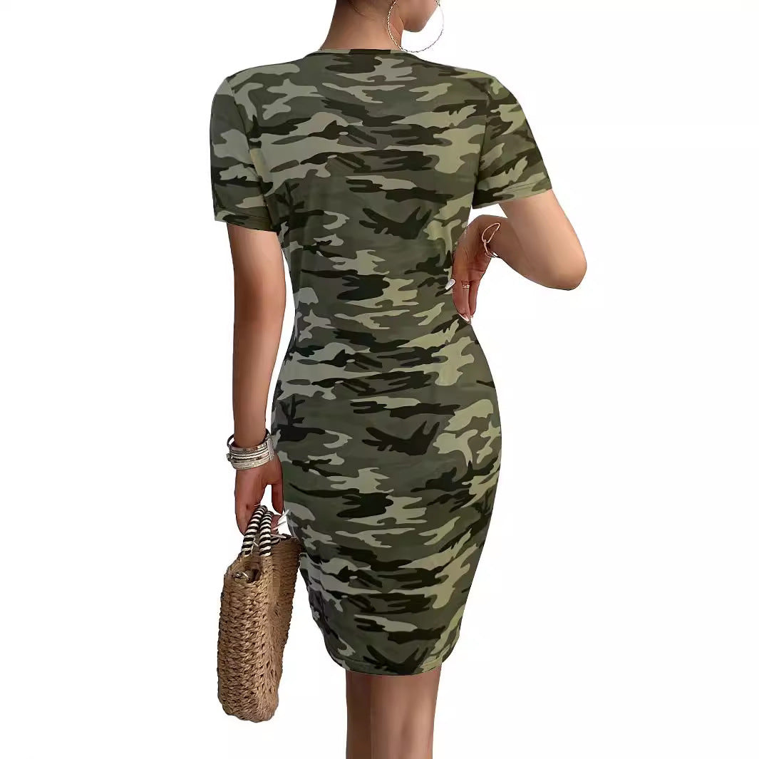 Summer Fashion Casual Camouflage Sleeve Slim Shorts