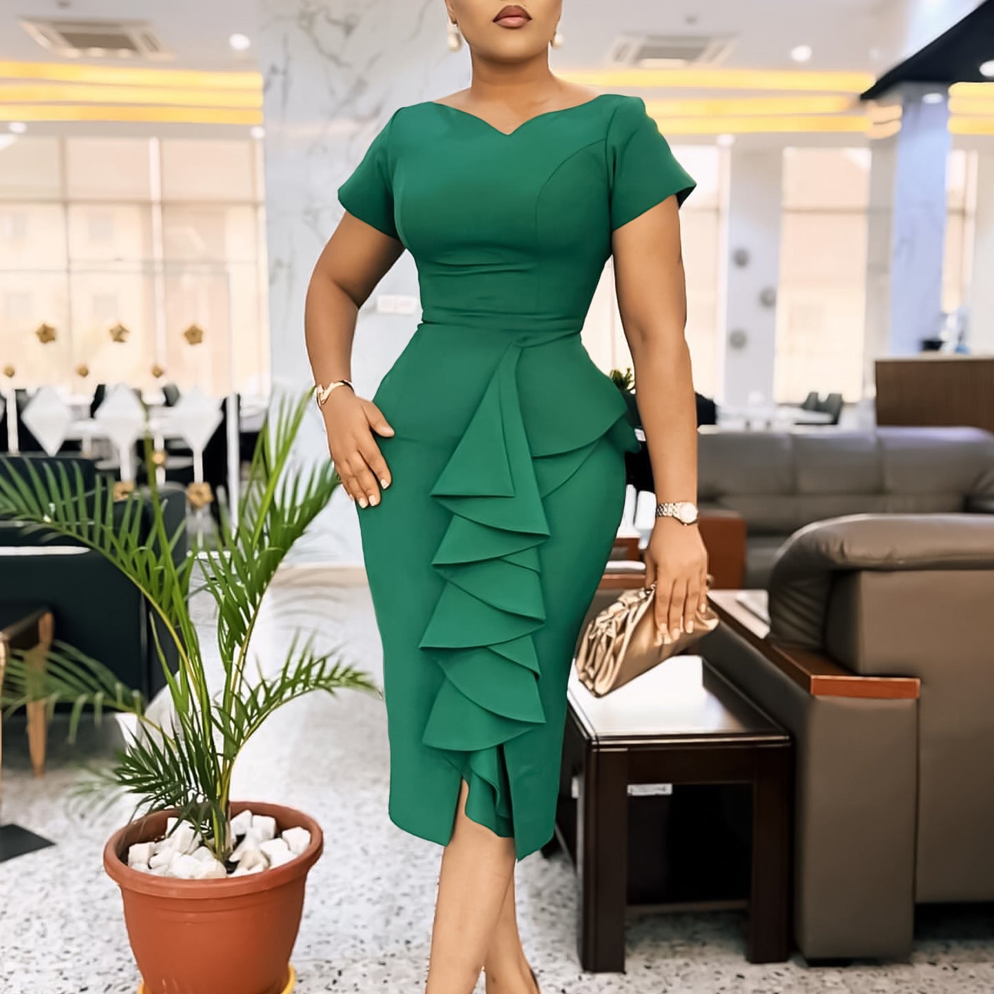 Women's Fashion Elegant Flounced Ol African Dress