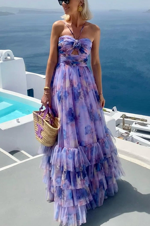 Women's Three-dimensional Flower Decoration Sleeveless Sling Oversized Dresses