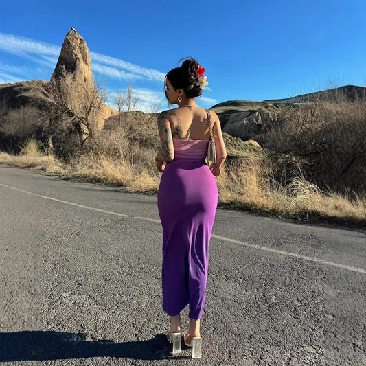Women's Summer Sexy Tube Gradient Color Mid-length Dresses