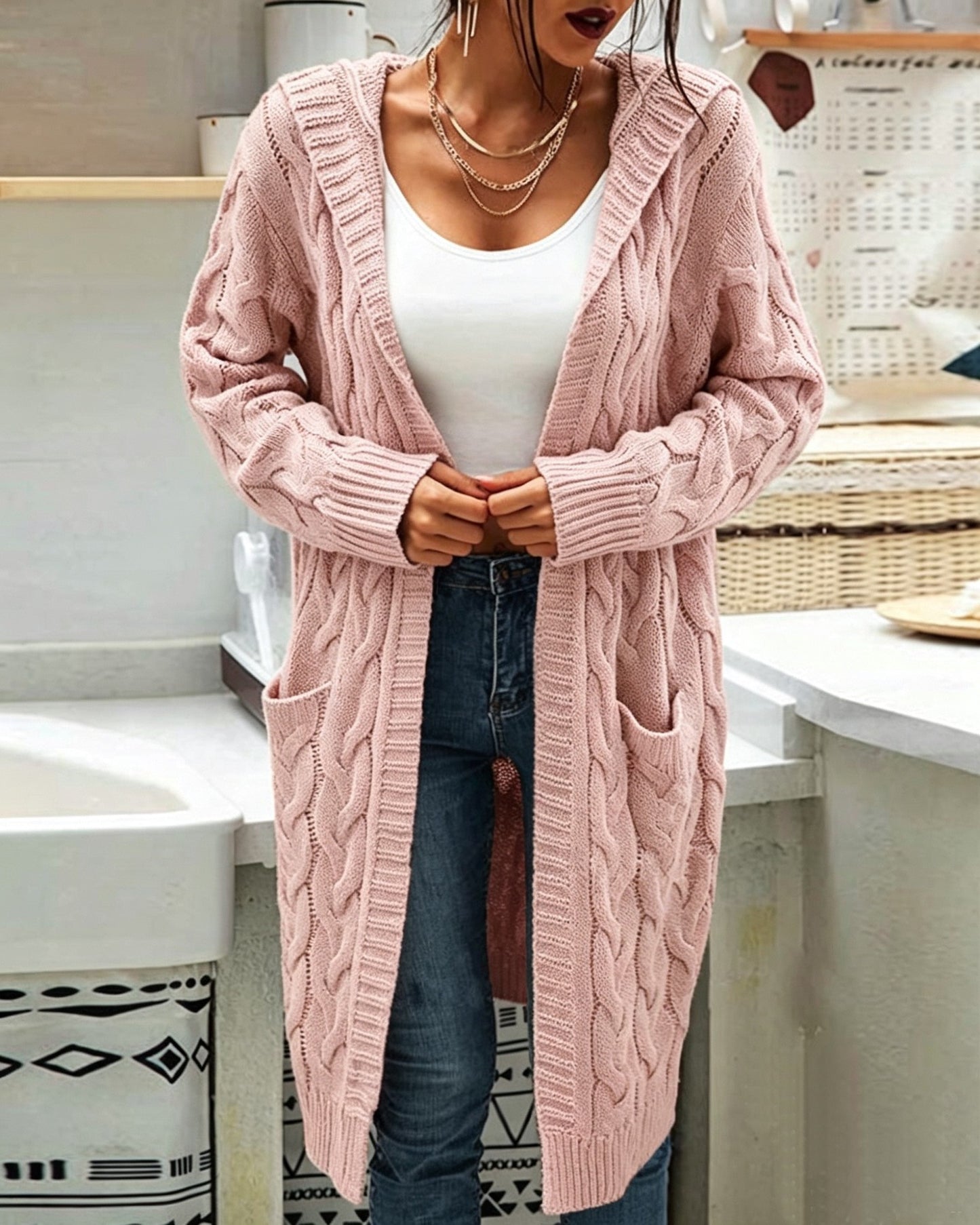 Durable Popular Women's Hooded Twist Pocket Women's Sweater