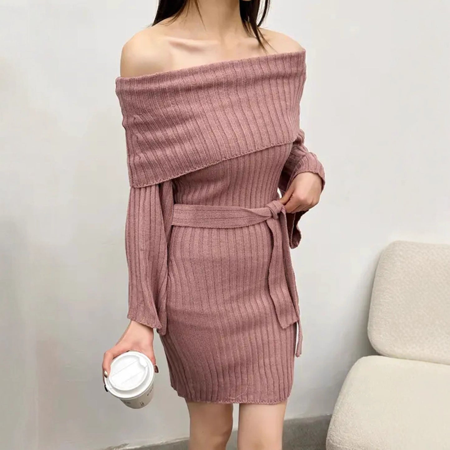 Women's French Knitted Gentle Sweet Long Sleeve Skirts