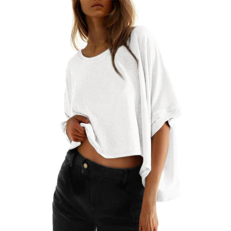 Women's Casual Oversized Batwing Sleeve Dislocation Twisted Blouses