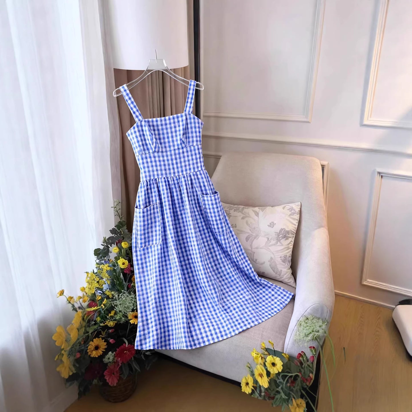 Women's Early Spring Artistic Retro Temperament Plaid Dress