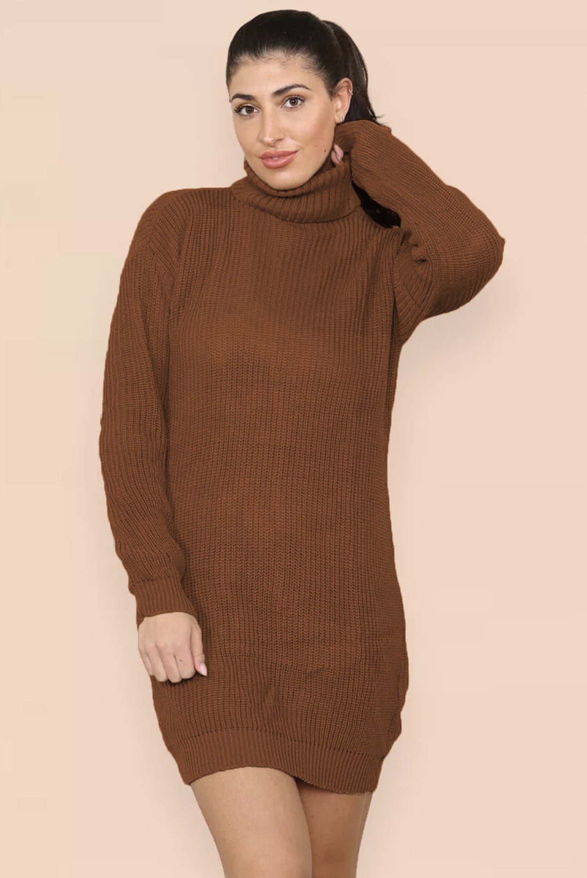 Women's Polo Collar Solid Color Loose Pullover Mid-length Women's Sweater