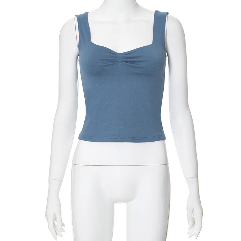 Women's Patchwork Navel Solid Color Square Collar Blouses