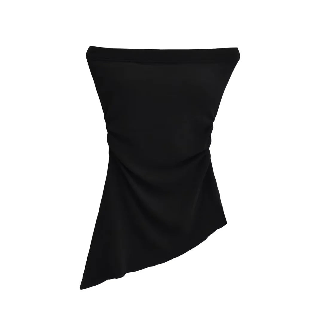 Slit Chest Pad Tube Summer Stretch Tops