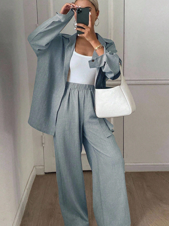 Set Loose Cotton Linen Long Sleeve Trousers Fashion Casual Suit